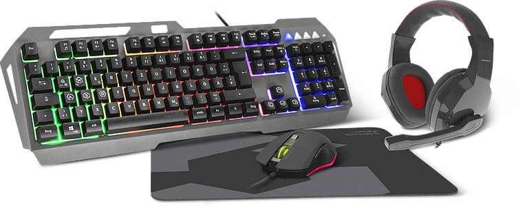 SPEEDLINK LUNERA 4in1, Kabelgebunden, USB, QWERTZ, LED, Schwarz, Maus enthalten-0
