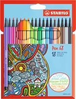 STABILO Pen 68 - Filzstift - gemischte Farben - wasserbasierte Tinte - 1 mm - Mittel (Packung mit 18)-1