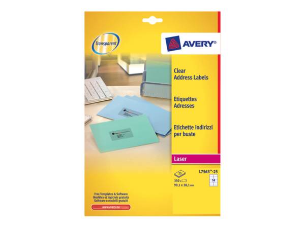 AVERY ZWECKFORM - Avery - Polyester - klar - 99.1 x 38.1 mm 350 Etikett(en) (25 Bogen x 14)
