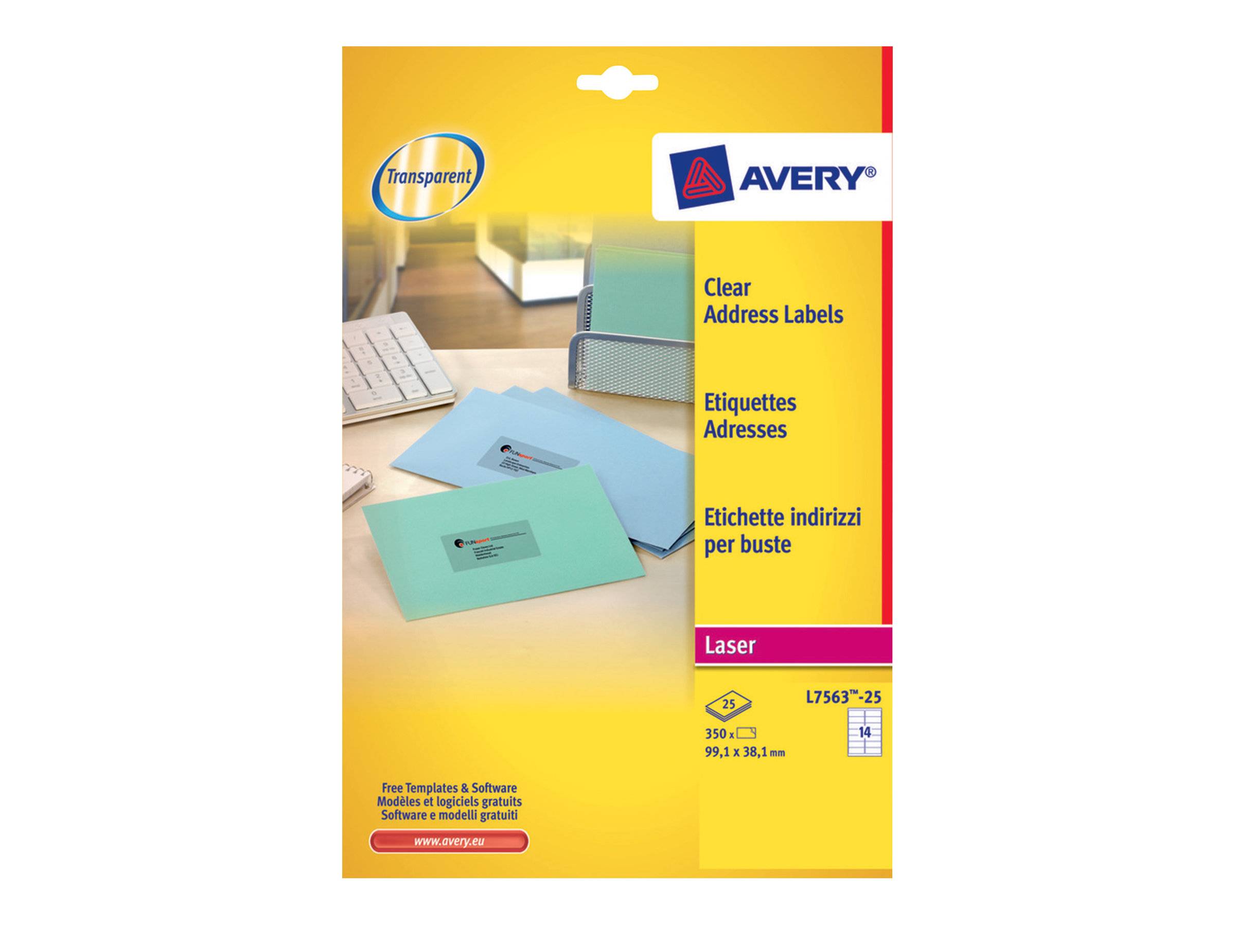 AVERY ZWECKFORM - Avery - Polyester - klar - 99.1 x 38.1 mm 350 Etikett(en) (25 Bogen x 14)-0