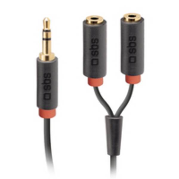 SBS TECABLESPLITTER - 3.5mm - Männlich - 2 x 3.5mm - Weiblich - 0,2 m - Schwarz