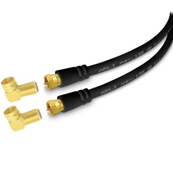 5m ARLI HD Sat Doppel Winkel Anschlusskabel vergoldete F-Stecker & Winkeladapter