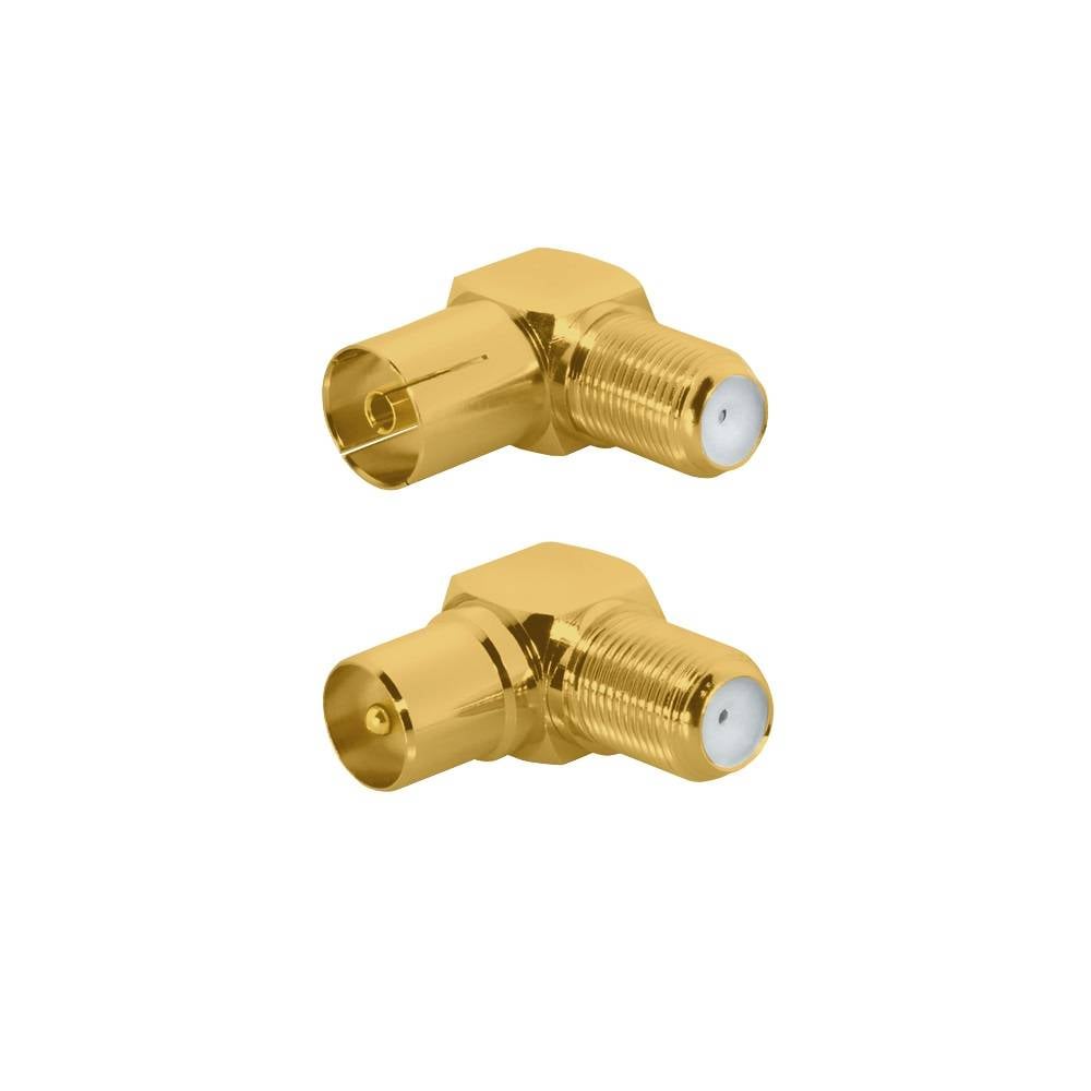 20m ARLI TV Winkel Antennenkabel weiß vergoldete F-Stecker & IEC Winkeladapter-2