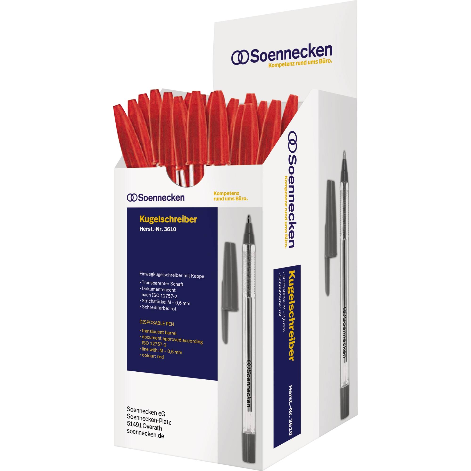 Einwegkugelschreiber Nr.1 Kappe rot 50 St./Pack.-1
