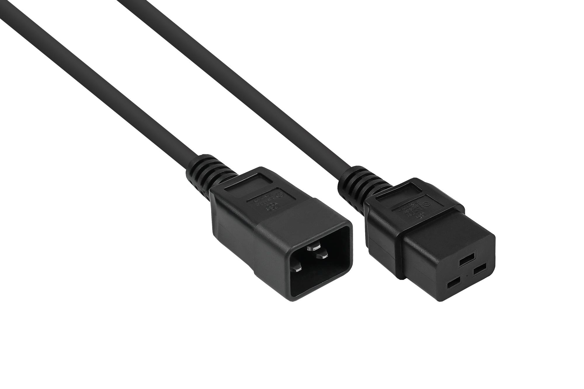 kabelmeister® Kaltgeräteverlängerung Kaltgeräte-Stecker C20 an Kaltgeräte-Buchse C19, schwarz, 1,50mm², 1 m-0