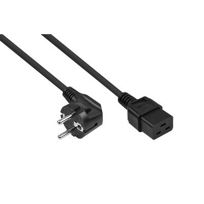 kabelmeister® Netzkabel Schutzkontakt-Stecker Typ E+F (90° gew.) an Kaltgeräte-Buchse C19, schwarz, 1,50mm², 5m-0