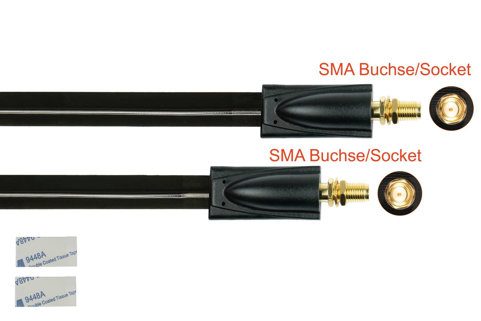 kabelmeister® Koaxial HF Fensterdurchführung, SMA Buchse an SMA Buchse, schwarz, 0,2m-1