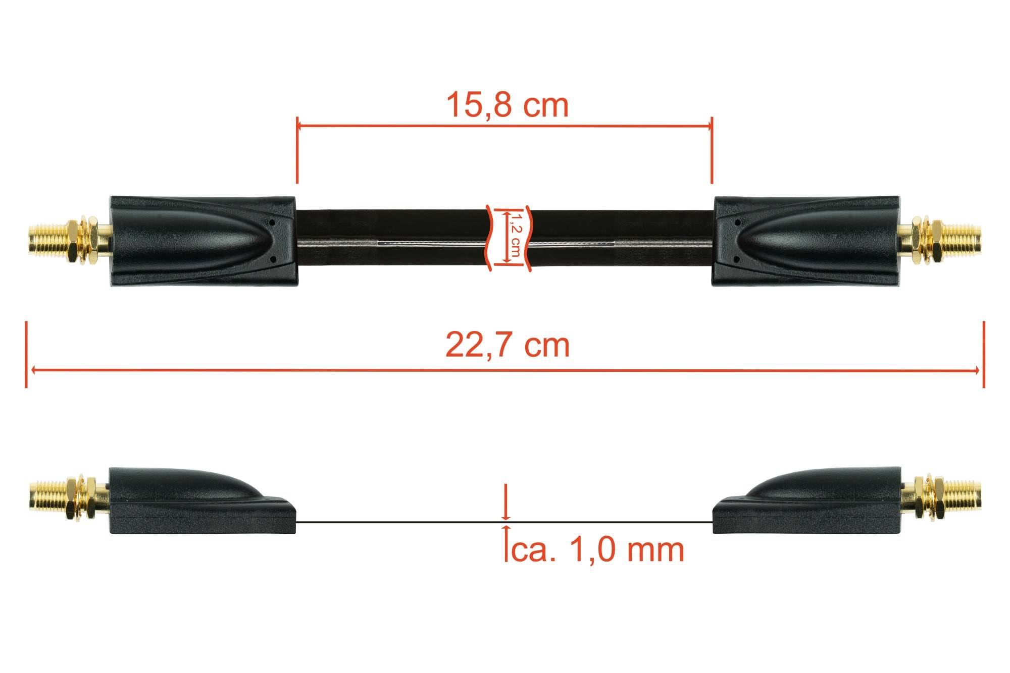 kabelmeister® Koaxial HF Fensterdurchführung, SMA Buchse an SMA Buchse, schwarz, 0,2m-2