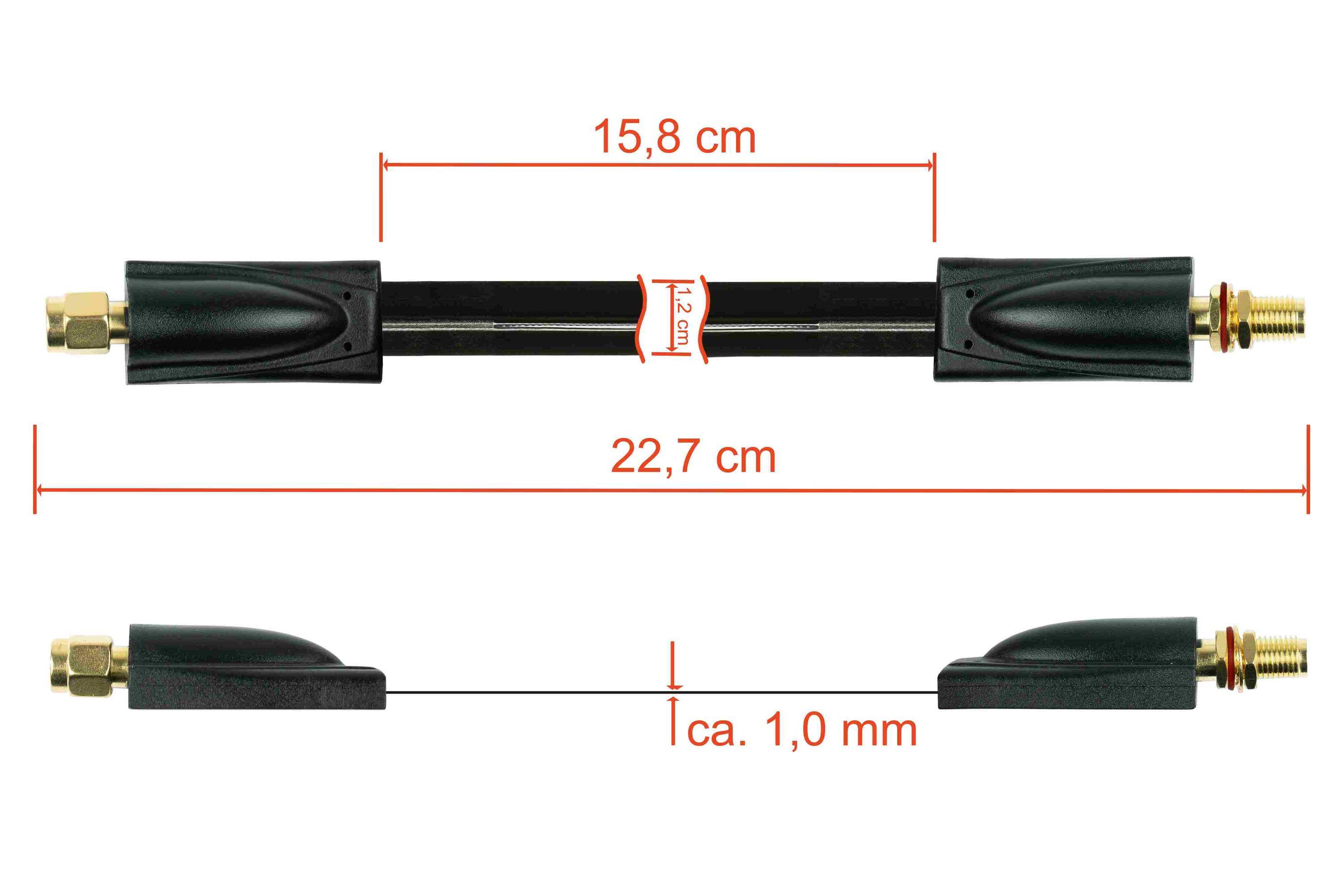 kabelmeister® Koaxial HF Fensterdurchführung, SMA Stecker an SMA Buchse, schwarz, 0,2m-1