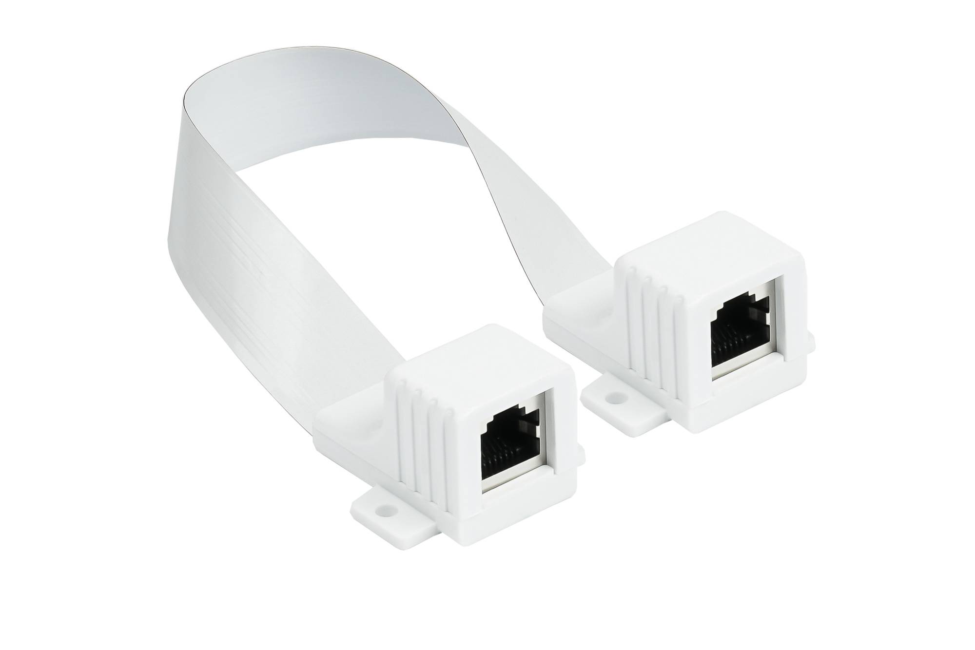 kabelmeister® RJ45 Fensterdurchführung High-Quality, weiß, Gesamtlänge inkl. Buchsen 51,5cm, flexible Länge 44,5cm-0