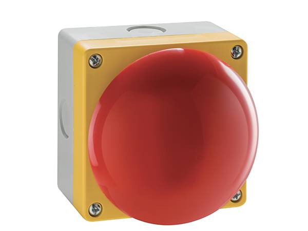 Lovato Electric LP9P02R Not-Aus Grobhand- / Fußtaster im Gehäuse IP65, 2x Öffner, Durchmesser 90mm, Roter Druckknopf
