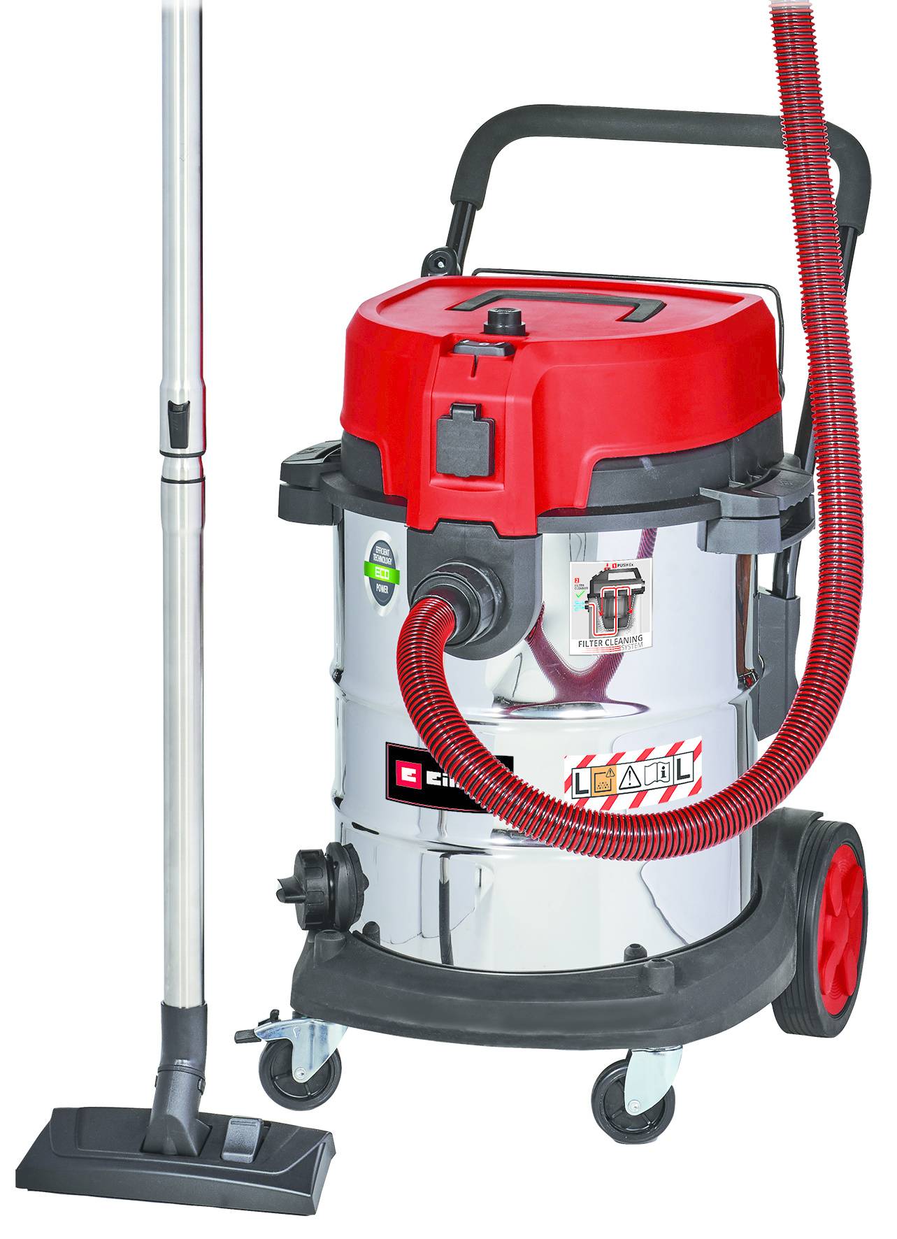 Einhell TE-VC 2350 SACL, 1800 W, Trocken&Nass, Staubbeutel, 74 dB, Rot, Edelstahl-0