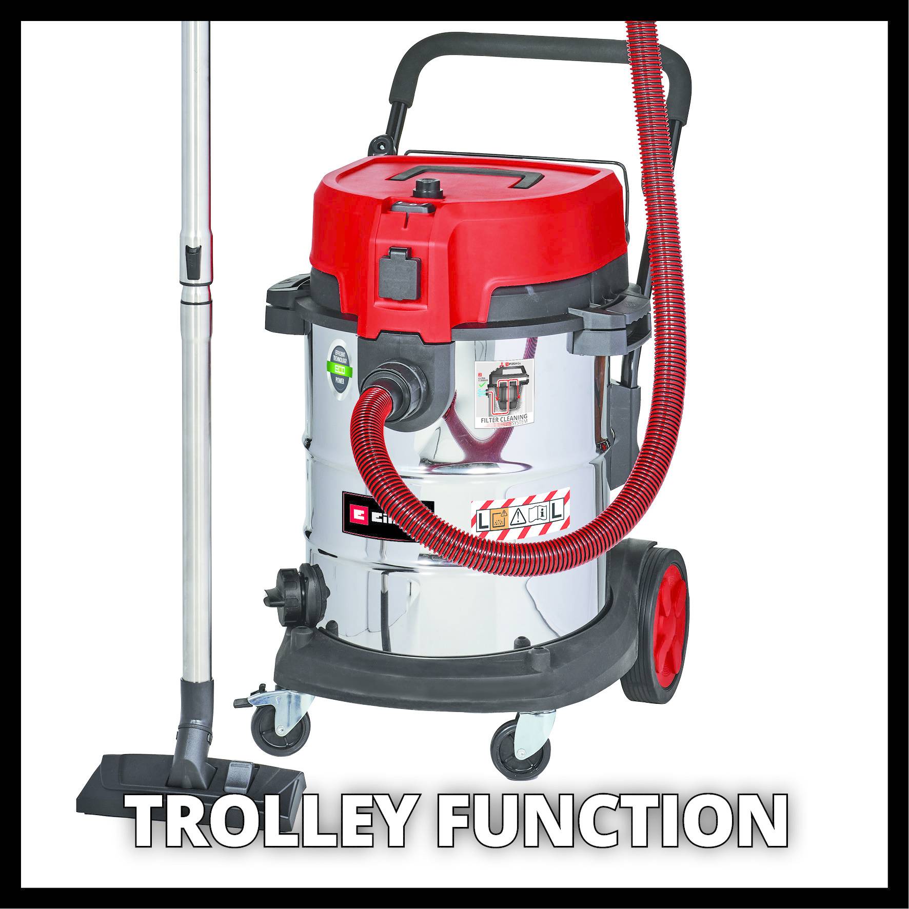 Einhell TE-VC 2350 SACL, 1800 W, Trocken&Nass, Staubbeutel, 74 dB, Rot, Edelstahl-1