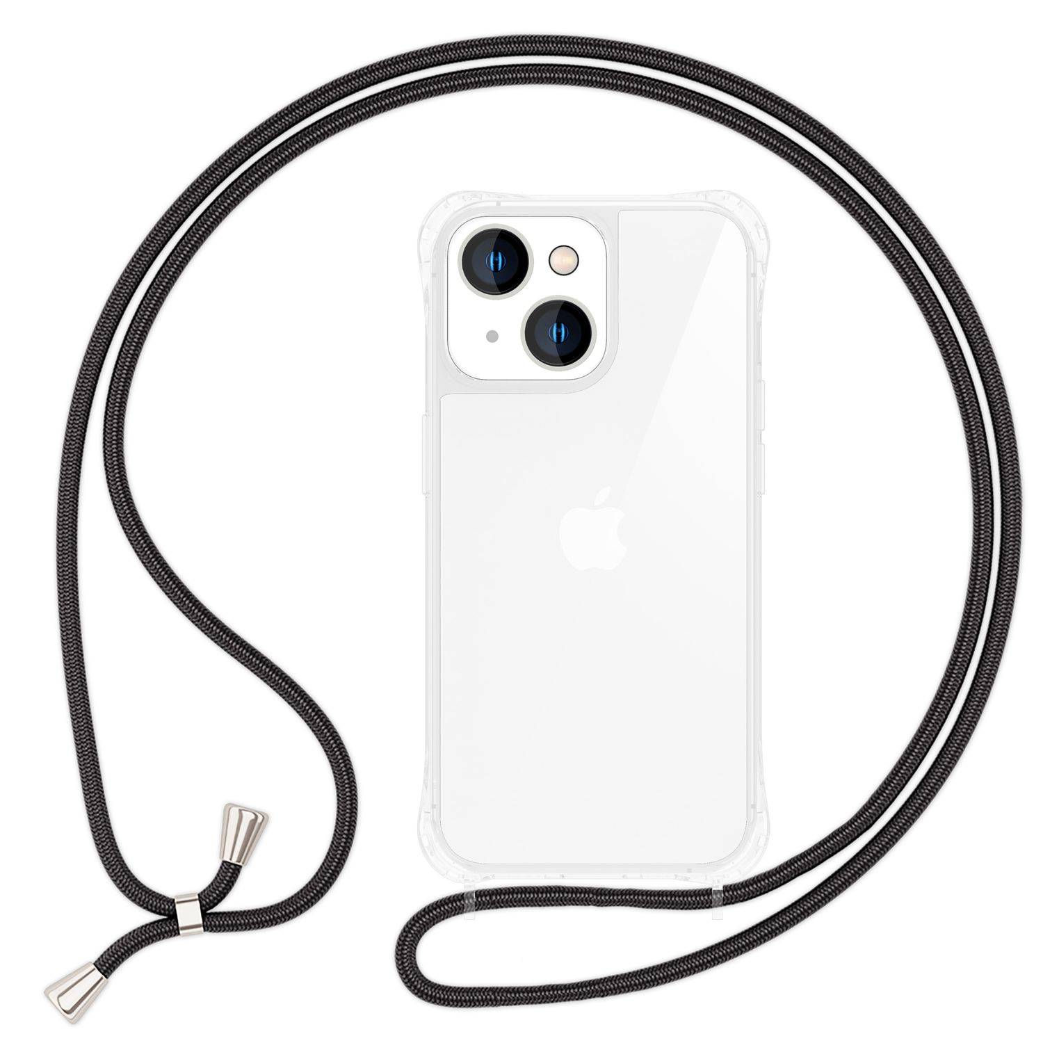 Hülle mit Kette für iPhone 14 - Klare Handyhülle mit Schnur Band zum Umhängen Schwarz-0