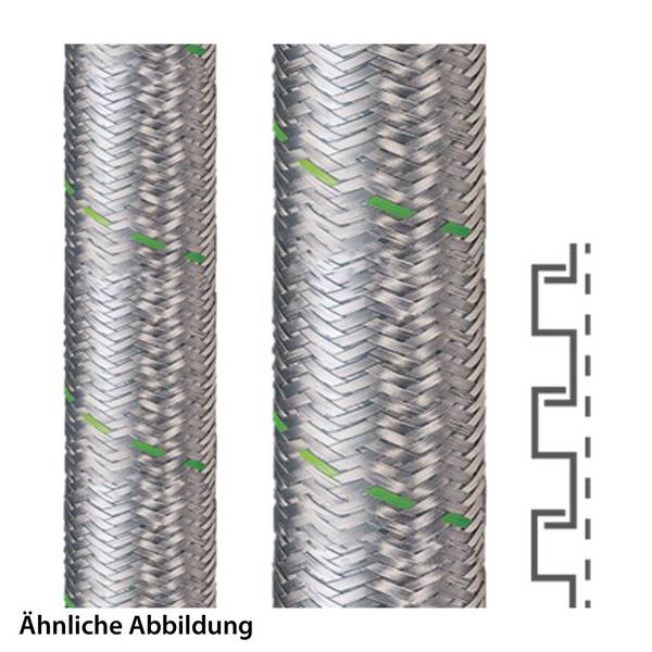 SPR-EDU-AS Metallschutzschlauch mit Stahldrahtgeflecht AD 45,0mm, ID 38,0mm eingehaktes Profil, Mindestbiegeradius