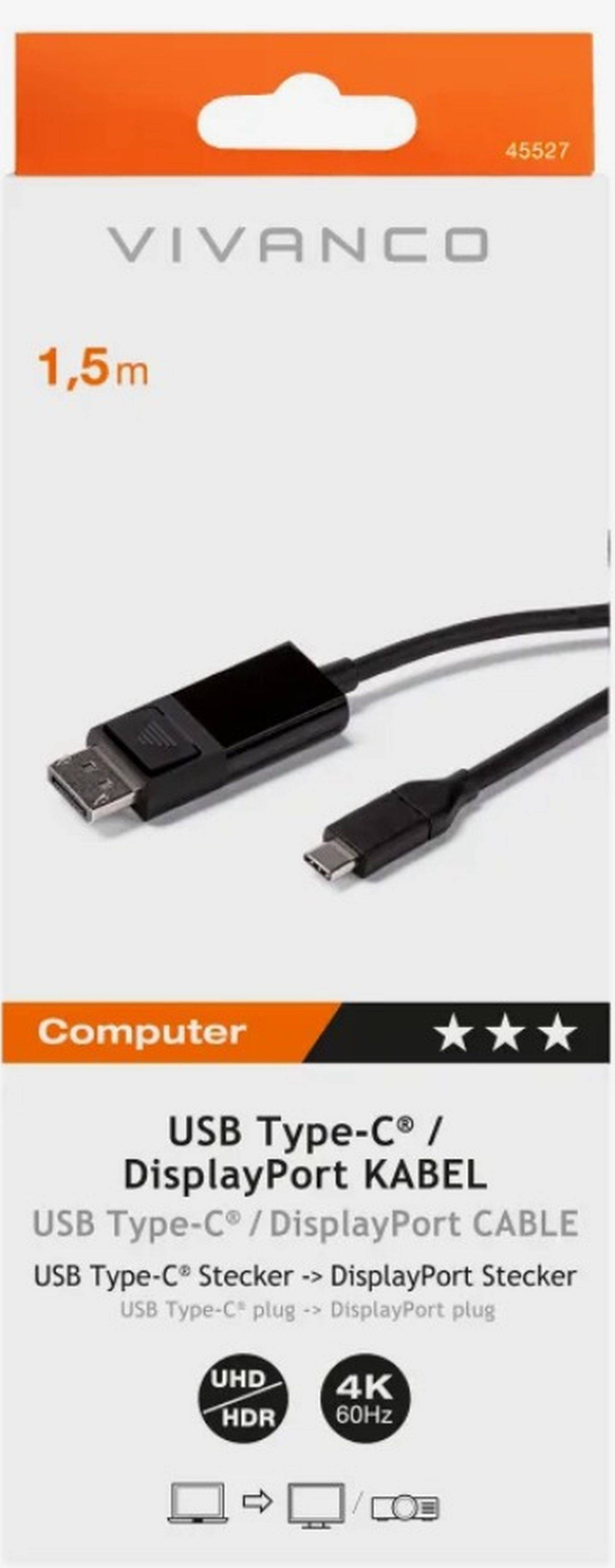 USB Type C™ USB DisplayPort Verbindung, 1,5m Zum Anschluss von PC / Laptop / Tablet / Smartphone an Beamer / Monitor-1