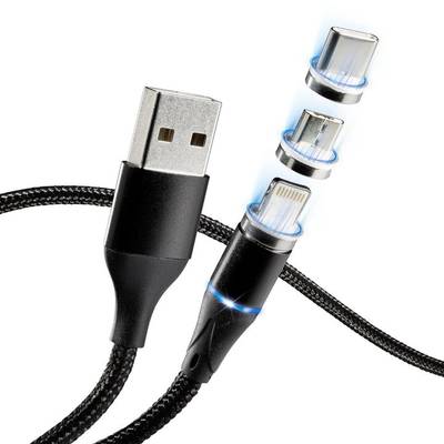 Kremer Magnet Quick Charge PD + QC 3.0. Micro-USB, USB-C, Lightning Schnell-Ladekabel Datenkabel SChwarz kaufen
