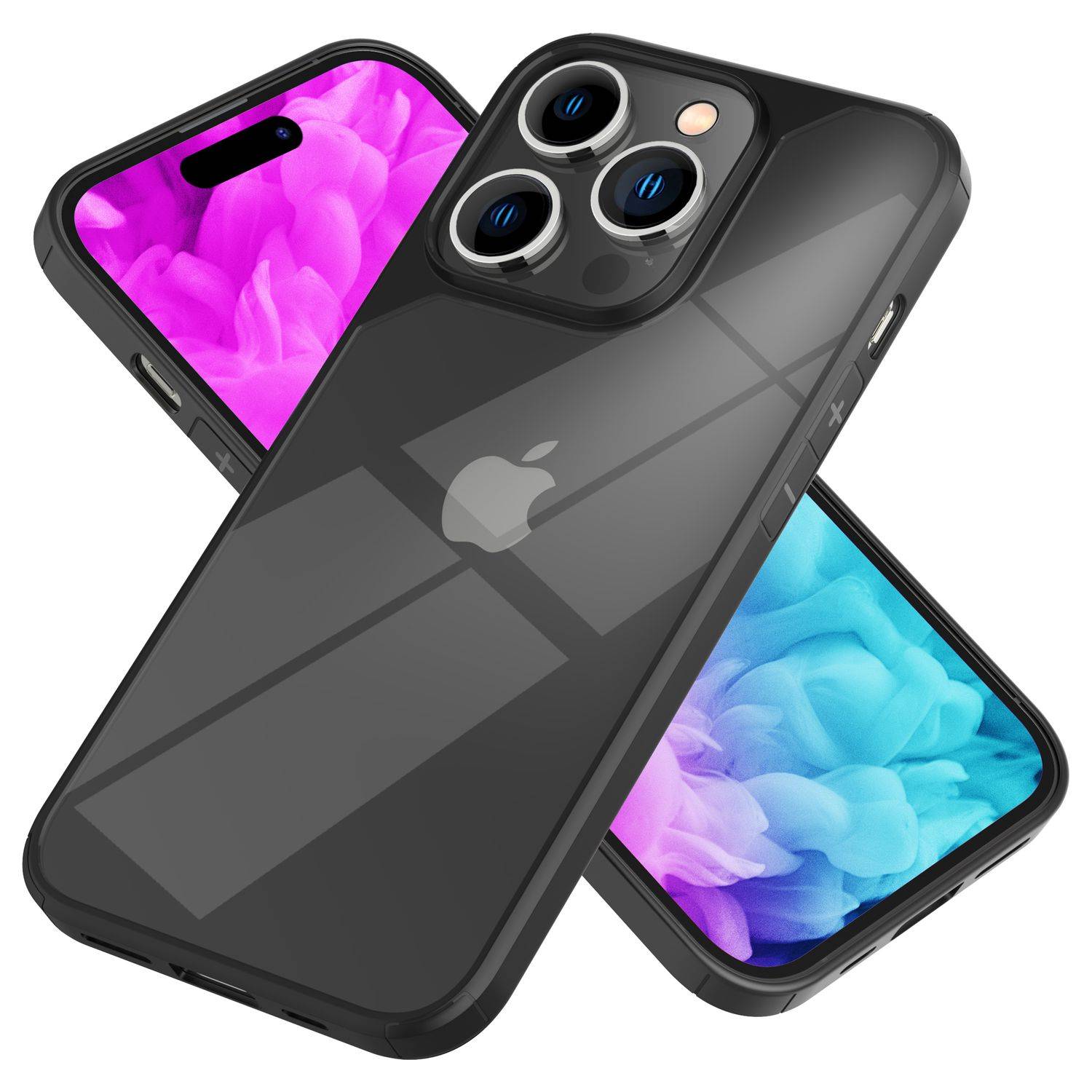 Hybrid Hülle für iPhone 14 Pro - Klar Transparent Acryl Cover Schutz Rahmen Case Schwarz-0