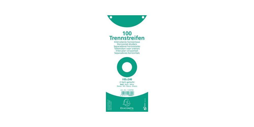 Exacompta Trennstreifen 13305B 105x240mm 2fach gel. ws 100St.-0