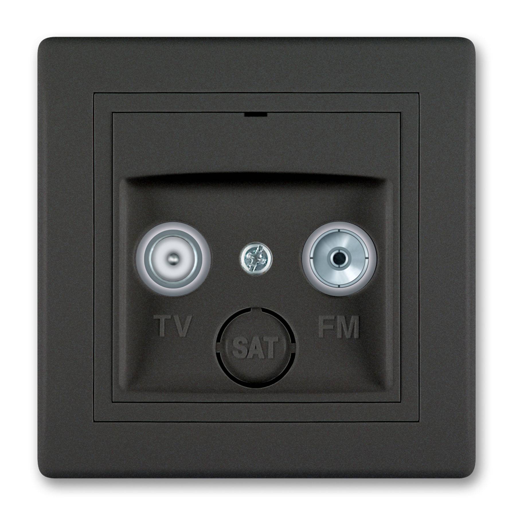 PRESTIGE-Line TV/RF Antennendose Durchgangsdose mit zwei Ausgängen Schwarz Soft Touch-0