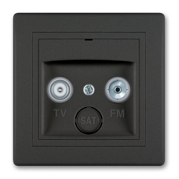 PRESTIGE-Line TV/RF Antennendose Durchgangsdose mit zwei Ausgängen Schwarz Soft Touch