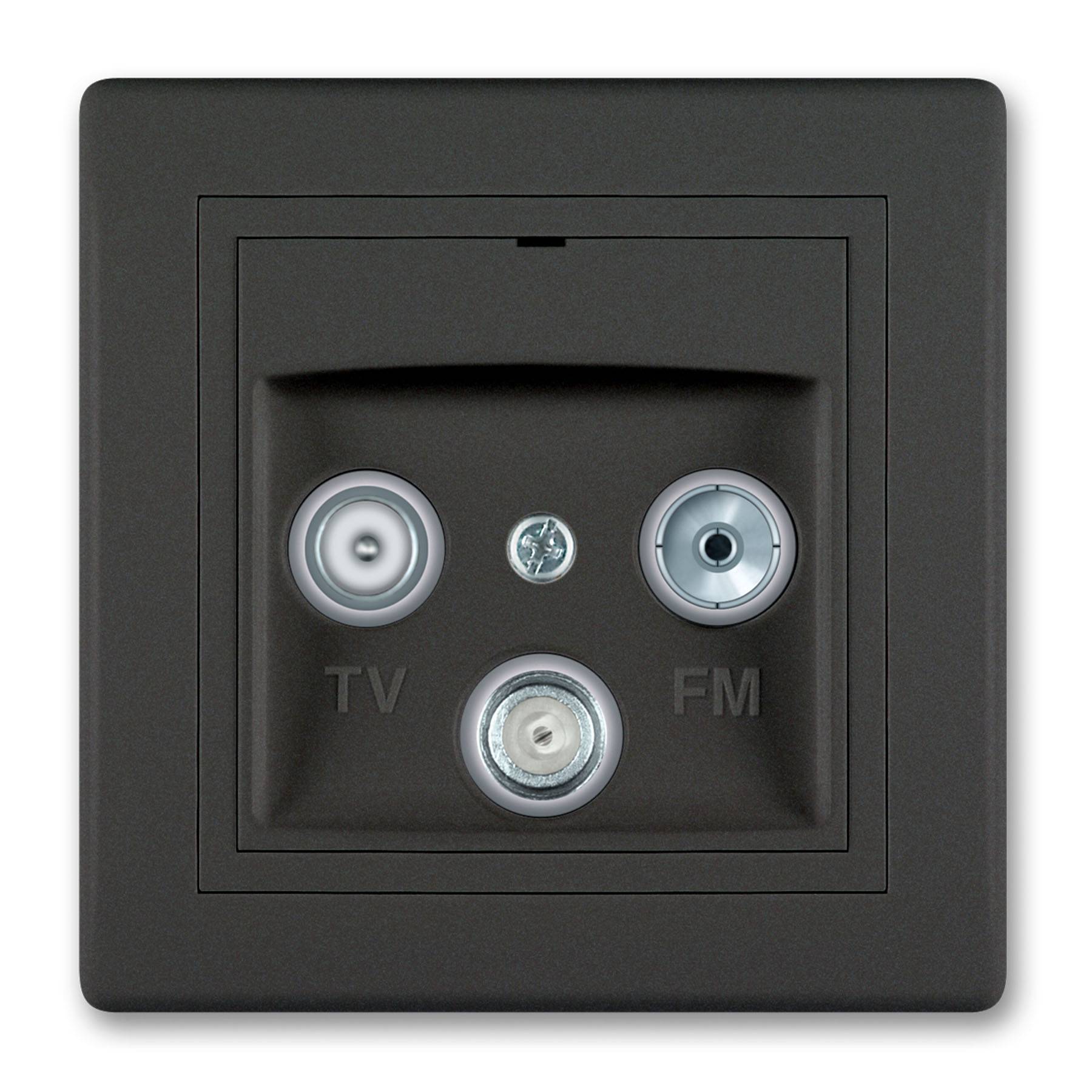 PRESTIGE-Line TV/RF/SAT Antennendose Abschlussdose mit drei Ausgängen Schwarz Soft Touch-0