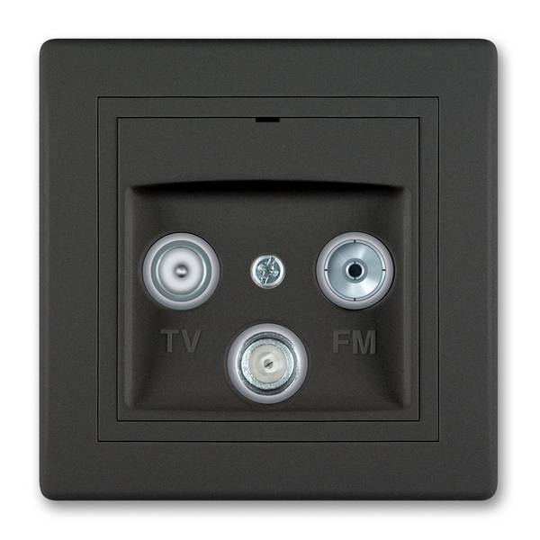 PRESTIGE-Line TV/RF/SAT Antennendose Abschlussdose mit drei Ausgängen Schwarz Soft Touch