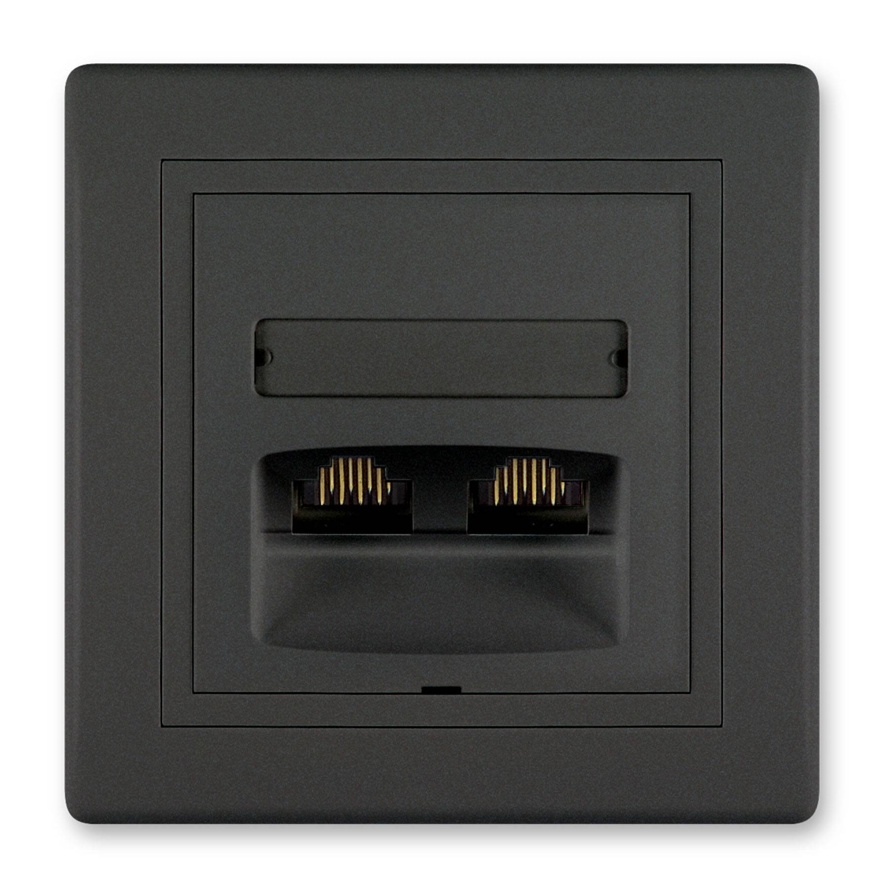 PRESTIGE-Line Datendose 2-fach RJ 45 Cat 6 UTP Keystone Schwarz Soft Touch-0
