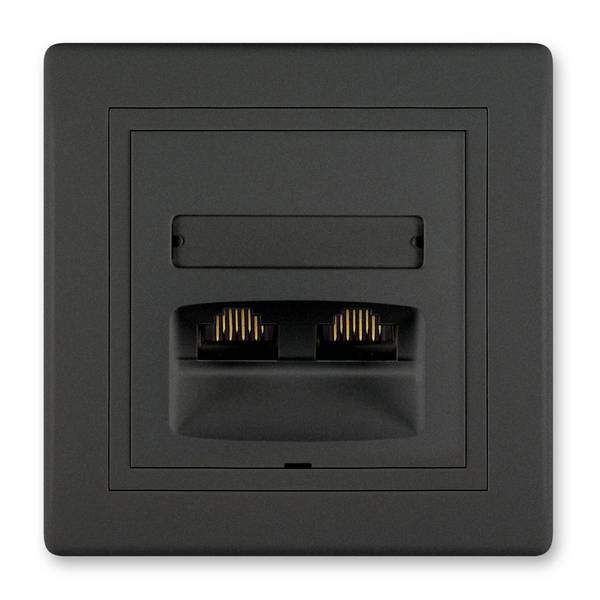 PRESTIGE-Line Datendose 2-fach  RJ 45 Cat 6 UTP  Keystone Schwarz Soft Touch