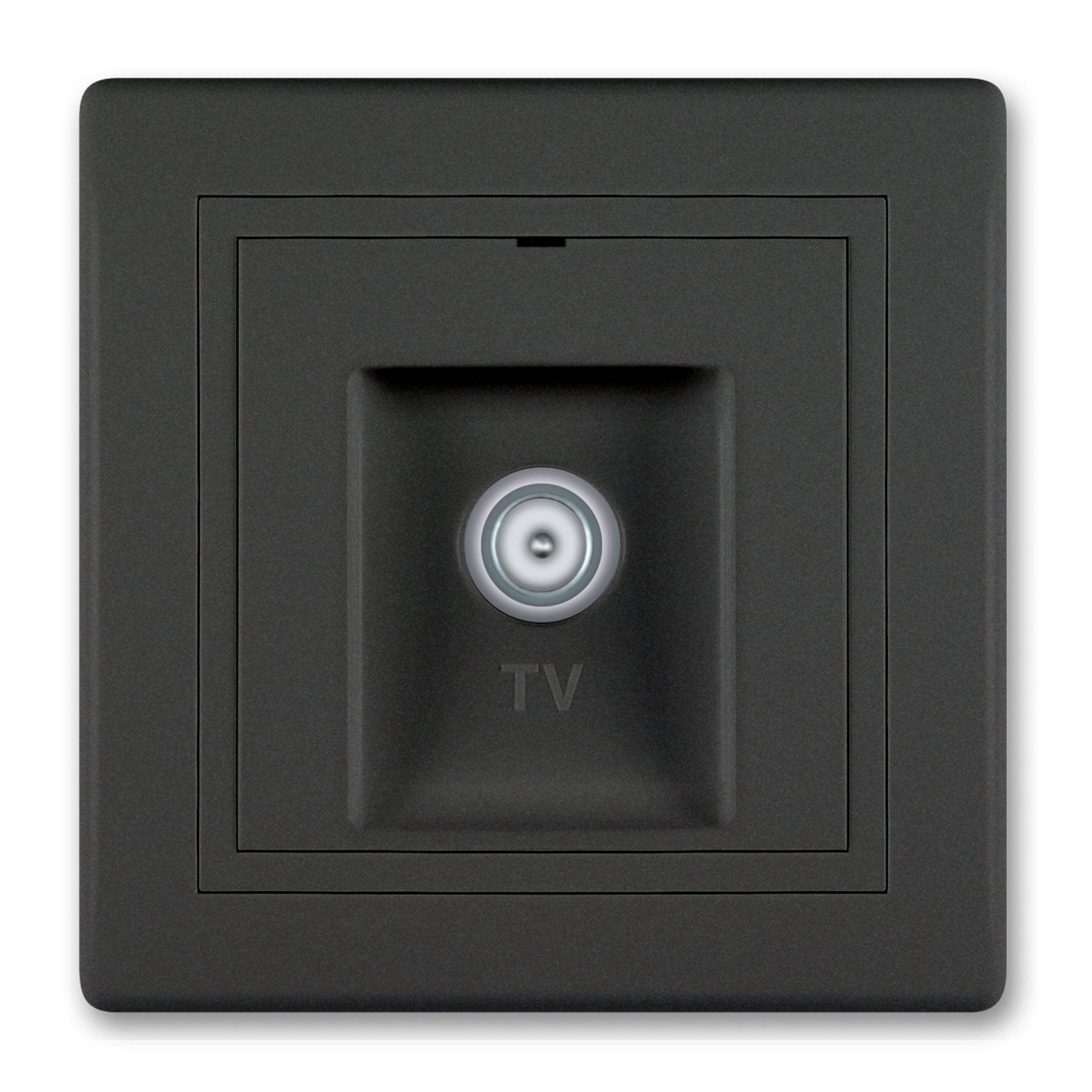 PRESTIGE-Line TV Antennenedose 1-fach M-Anschluss Schwarz Soft Touch-0