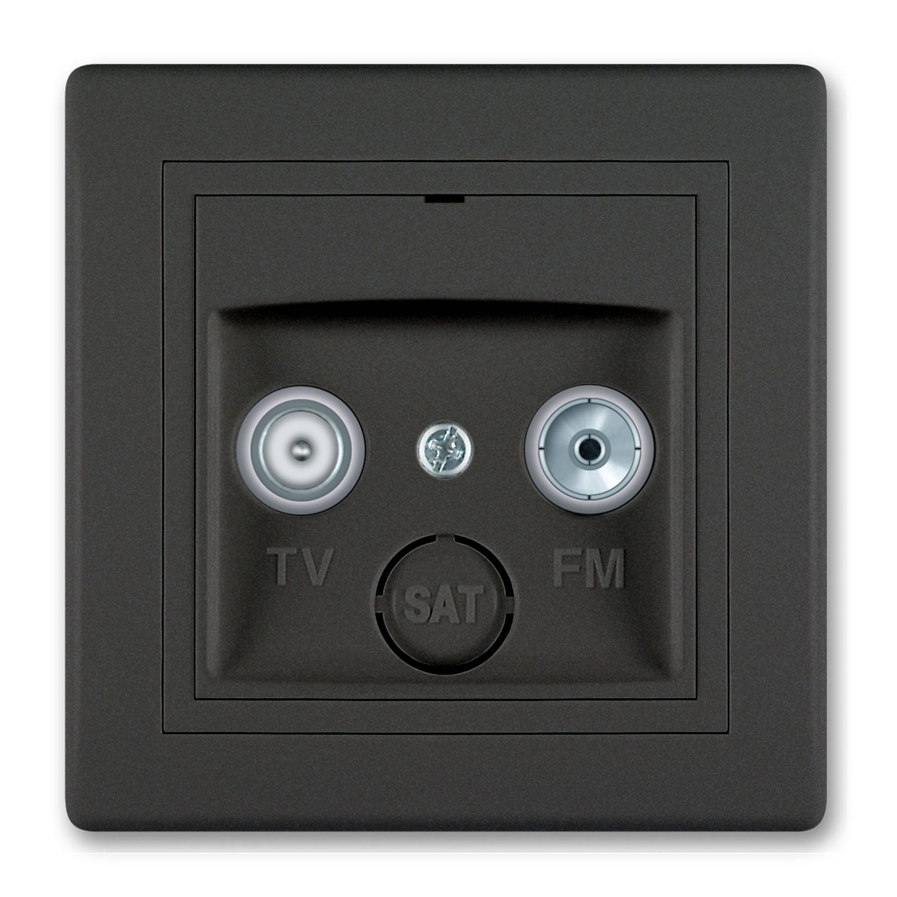 PRESTIGE-Line TV/RF Antennendose Abschlussdose mit zwei Ausgängen Schwarz Soft Touch-0