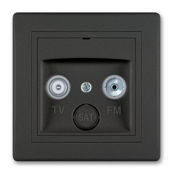 PRESTIGE-Line TV/RF Antennendose Abschlussdose mit zwei Ausgängen Schwarz Soft Touch
