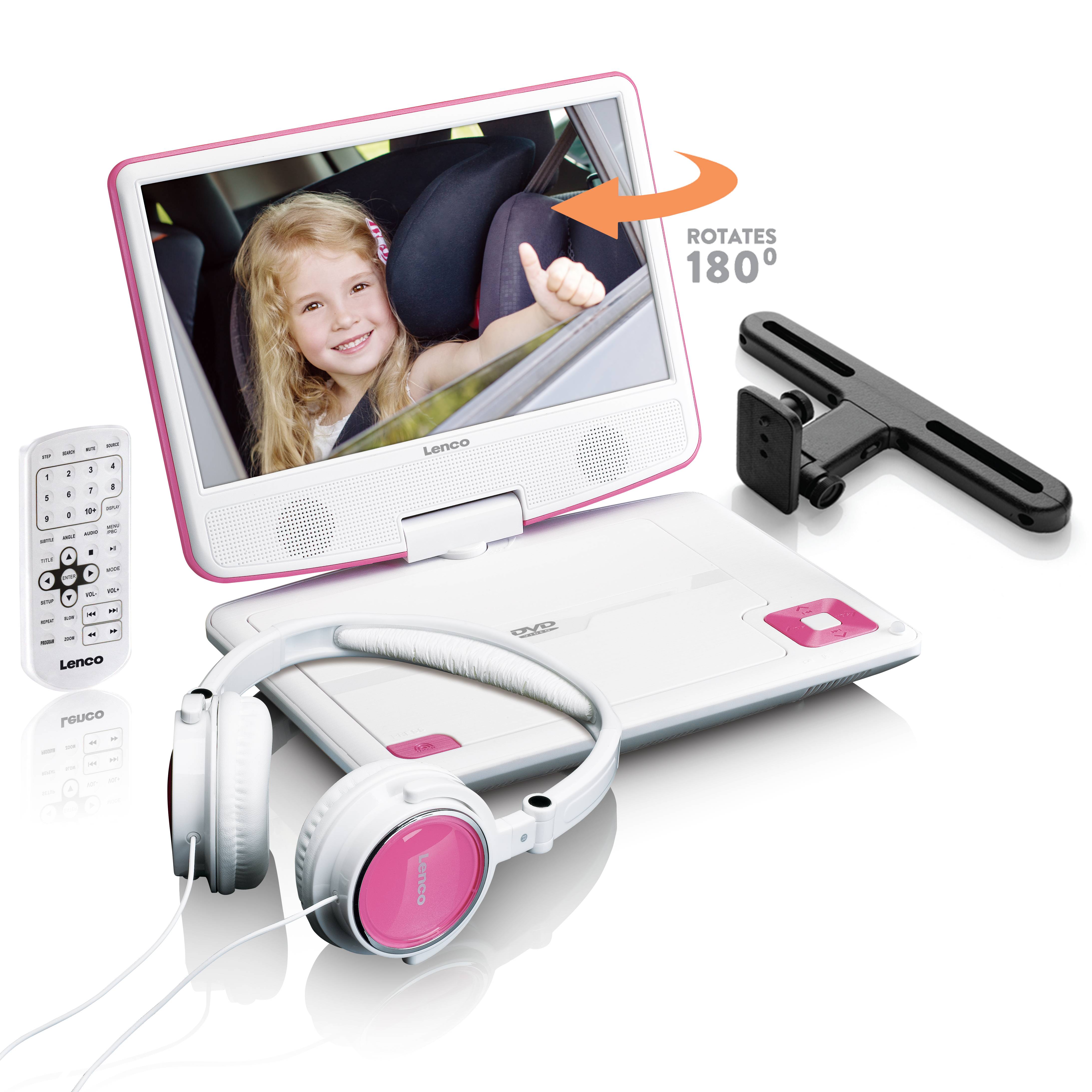 Lenco DVP-910 - DVD-Player - tragbar -Anzeige: 22.5 cm (9") - weiß - pink-1
