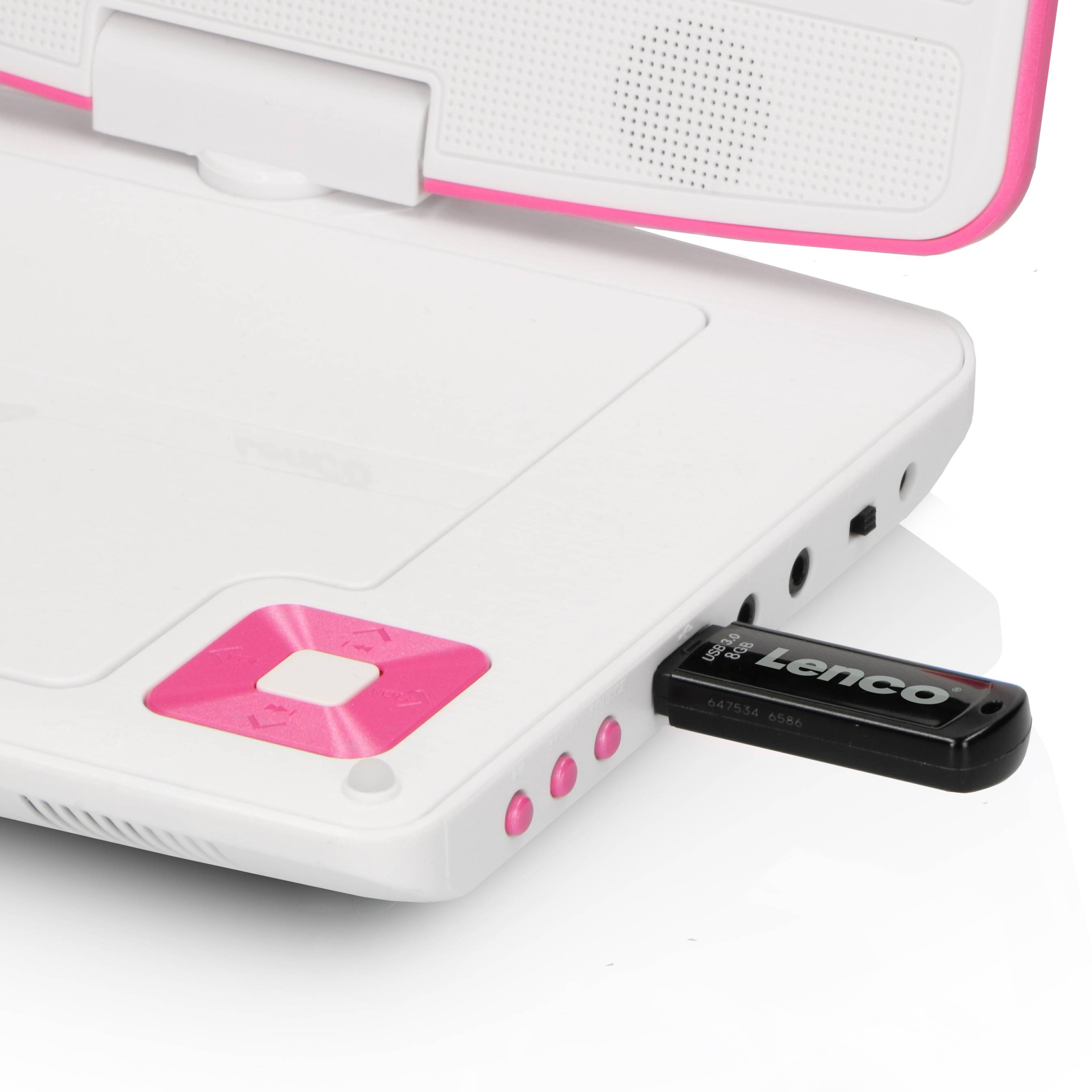 Lenco DVP-910 - DVD-Player - tragbar -Anzeige: 22.5 cm (9") - weiß - pink-2