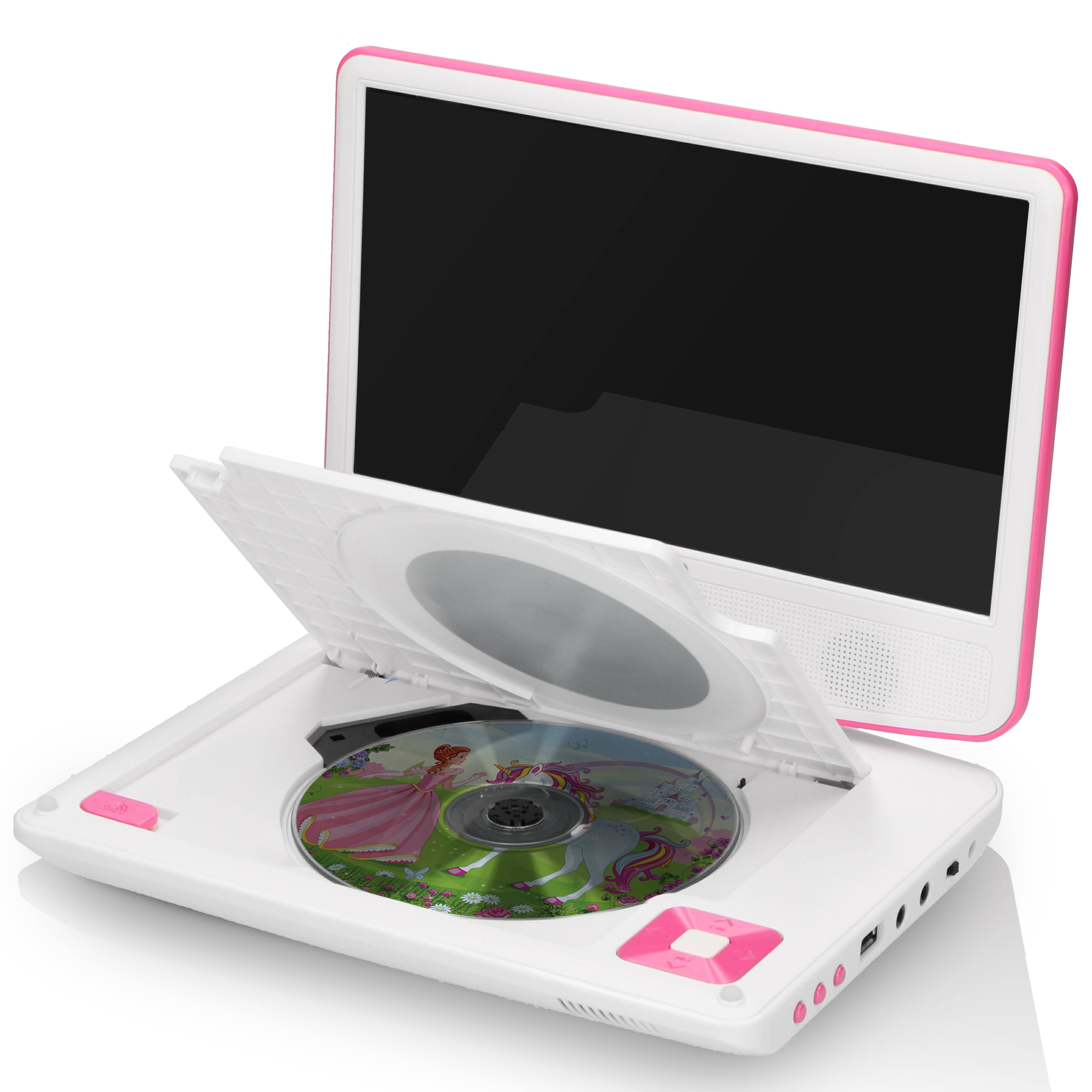 Lenco DVP-910 - DVD-Player - tragbar -Anzeige: 22.5 cm (9") - weiß - pink-3