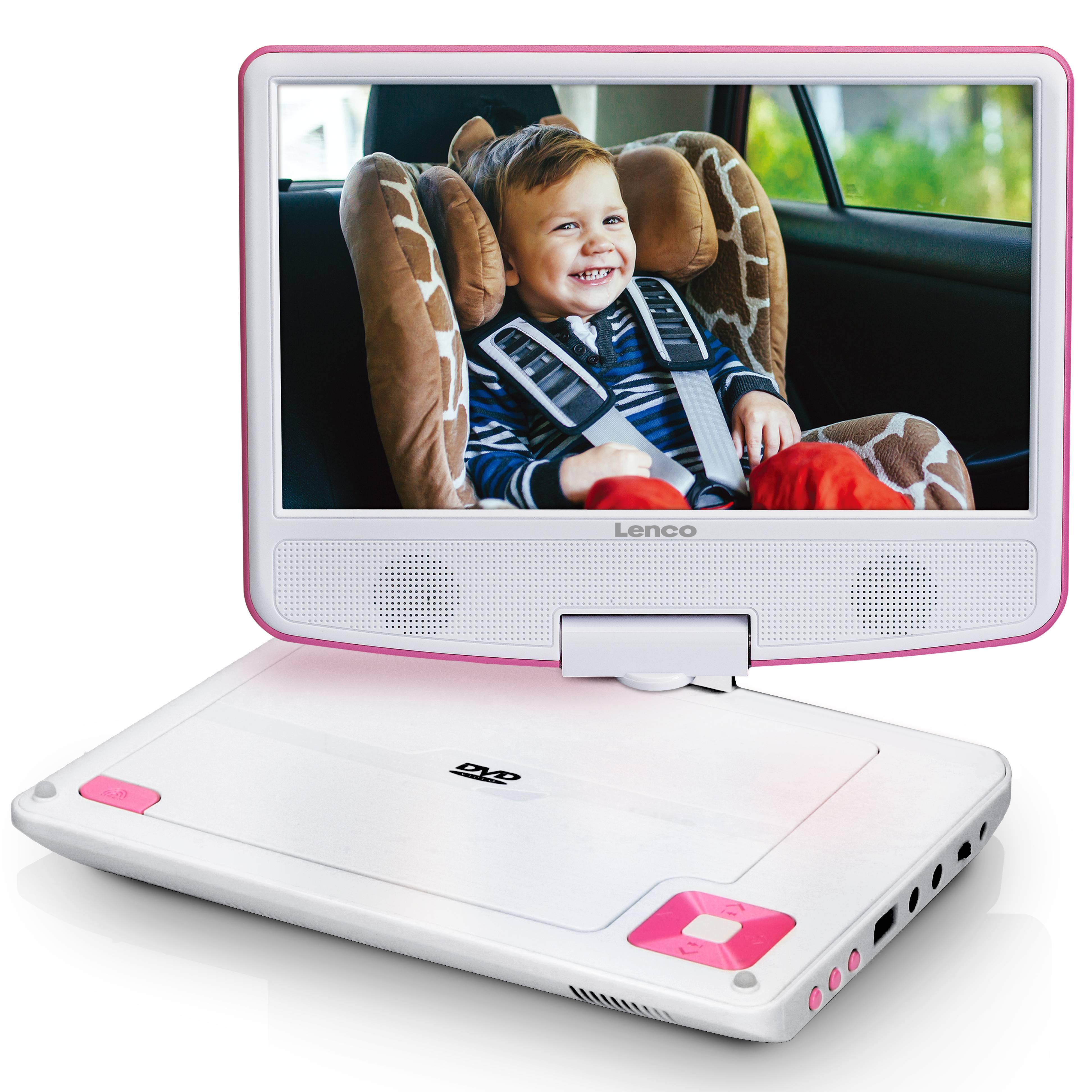 Lenco DVP-910 - DVD-Player - tragbar -Anzeige: 22.5 cm (9") - weiß - pink-4