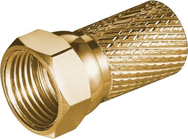 Goobay Aufdreh-F-Stecker 7,0 mm Kupfer-vergoldet, breite Mutter Kupfer
