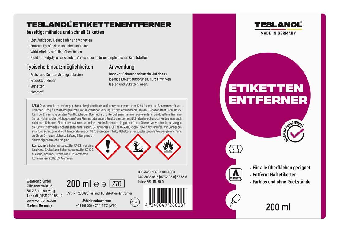 TESLANOL Etikettenentferner-Spray 26008, 200 ml-2