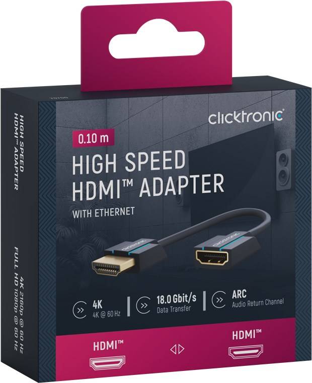 Clicktronic HDMI™ Flexadapter für schmale TV-Wandabstände und enge Ecken 0.1 m-3