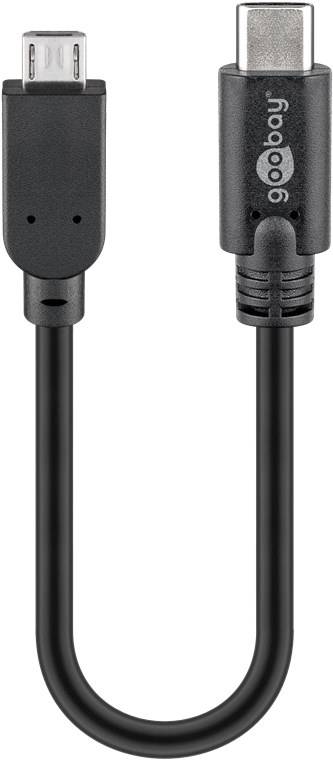 Goobay USB 2.0 Kabel USB-C™ auf Micro-B 2.0, Schwarz USB 2.0-Micro-Stecker (Typ B) > USB-C™-Stecker 0.2 m-0