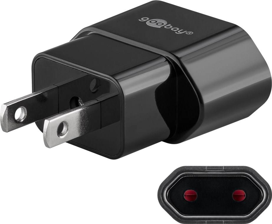 Goobay Netzadapter US/Japan, Schwarz Eurostecker (Typ C, CEE 7/16) > US-/Japan-Stecker (Typ A, NEMA 1-15, 2-polig)-0
