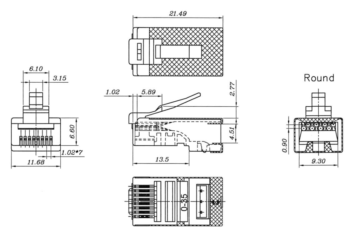 Goobay RJ45 Stecker, CAT 6 STP geschirmt für Rundkabel-1