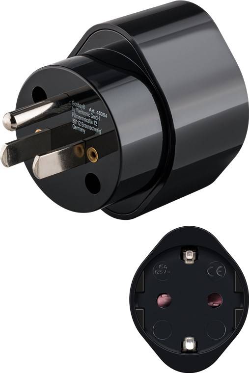 Goobay Netzadapter US/Japan, Schwarz Schutzkontaktbuchse (Typ F, CEE 7/3) > US-/Japan-Stecker (Typ B, NEMA 5-15, 3-polig-0