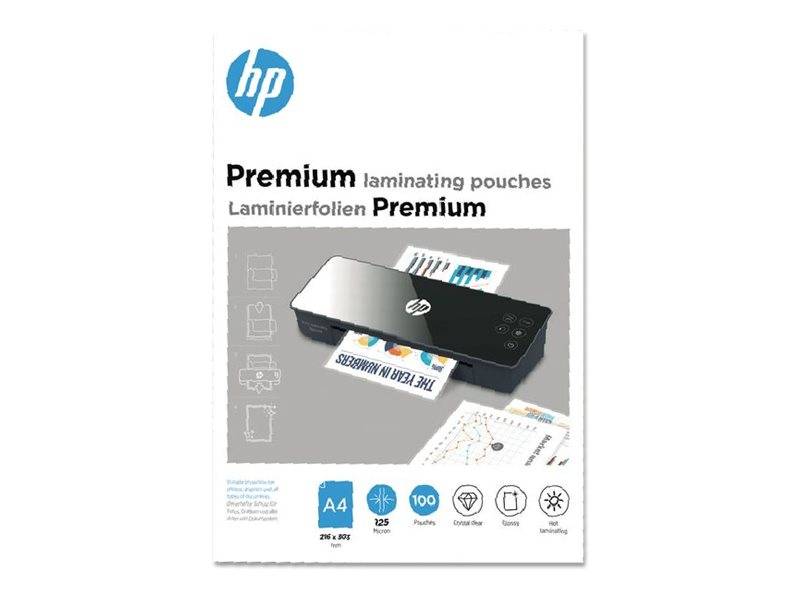 HP Premium - 125 Mikron - 100er-Pack - glänzend - DIN A4 (216 x 303 mm) Taschen für Laminierung-0
