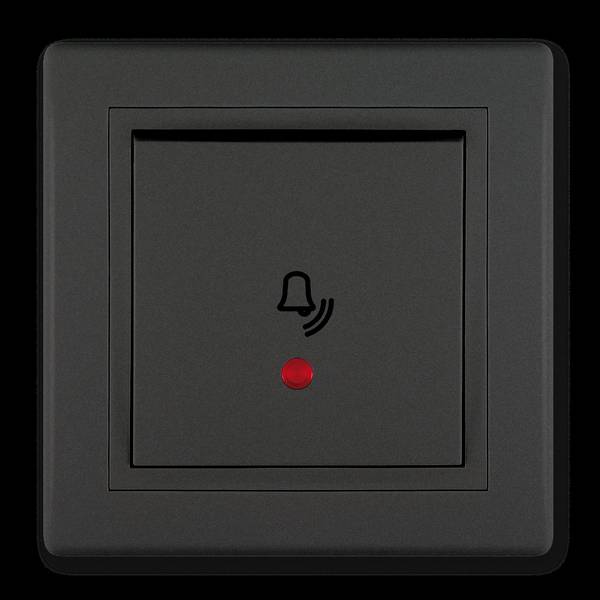ALING-CONEL Unterputz-Klingeltaster mit Glimmlampe 10AX/250V~ inkl.Rahmen Schwarz Soft Touch