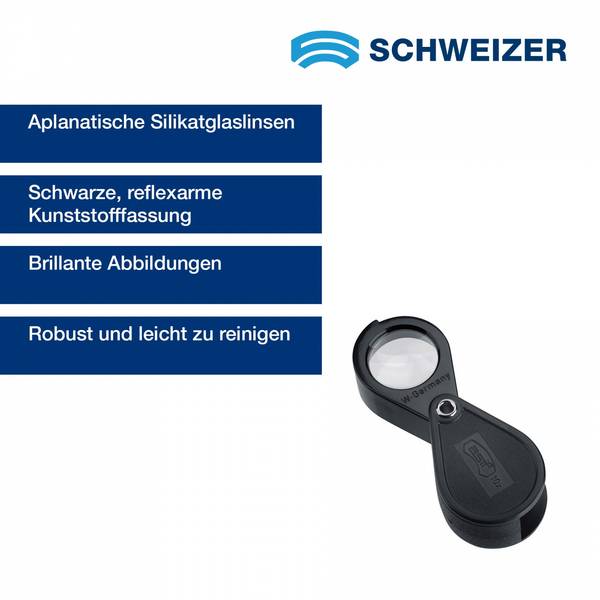 SCHWEIZER  Einschlaglupe KUNSTSTOFF 10 x / Ø 22,8 mm, aplanatisch
