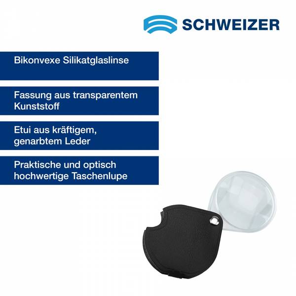 SCHWEIZER  Taschenlupe ECONOMIC graphit 3,5 x / Ø 60 mm, bikonvex 