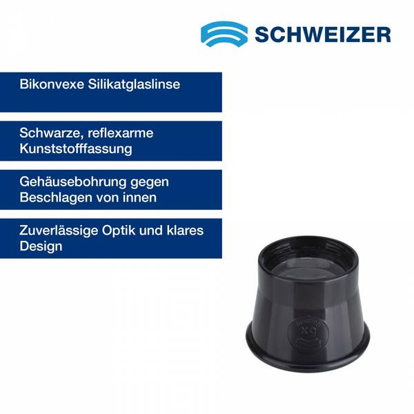SCHWEIZER  Uhrmacherlupe GLAS 5 x / Ø 25 mm, bikonvex 