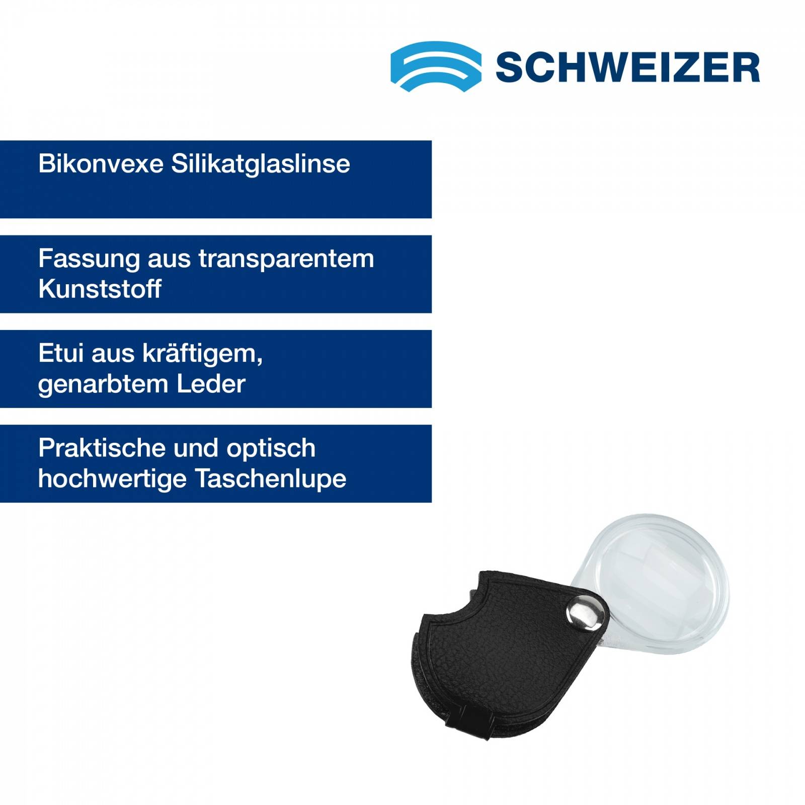 SCHWEIZER Taschenlupe ECONOMIC graphit 5 x / Ø 30 mm, bikonvex-0