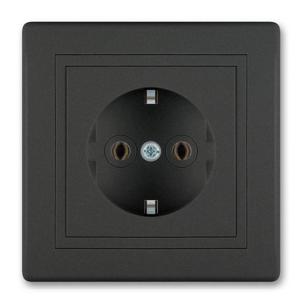 ALING-CONEL Unterputz-Steckdose mit  Schutzkontakt 16AX/250V~ inkl.Rahmen Schwarz Soft Touch